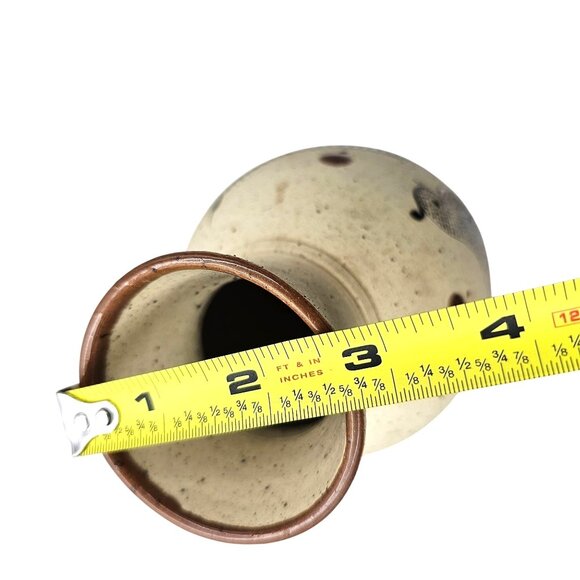 Mexican Tonala Pottery Vase Bird & Floral Design Beige Brown Blue - Picture 15 of 16